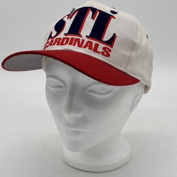 Vintage 90s St Louis Cardinals Snapback MLB Logo 7 White Hat Cap Spell Out - Picture 1 of 11